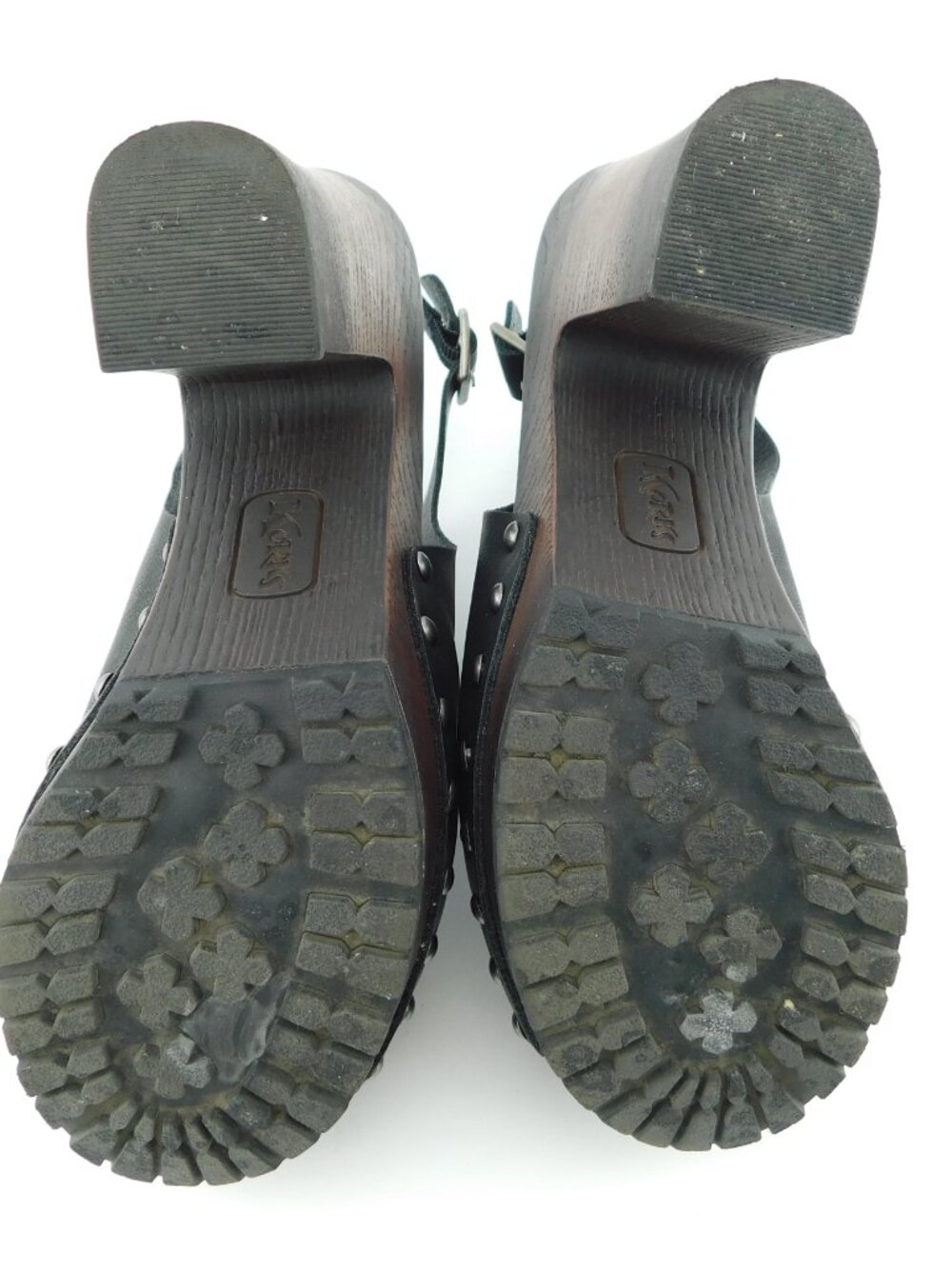 KORKS Open Toe Black Studded Block Heel Buckle Sling Sandals 6 - Picture 8 of 9